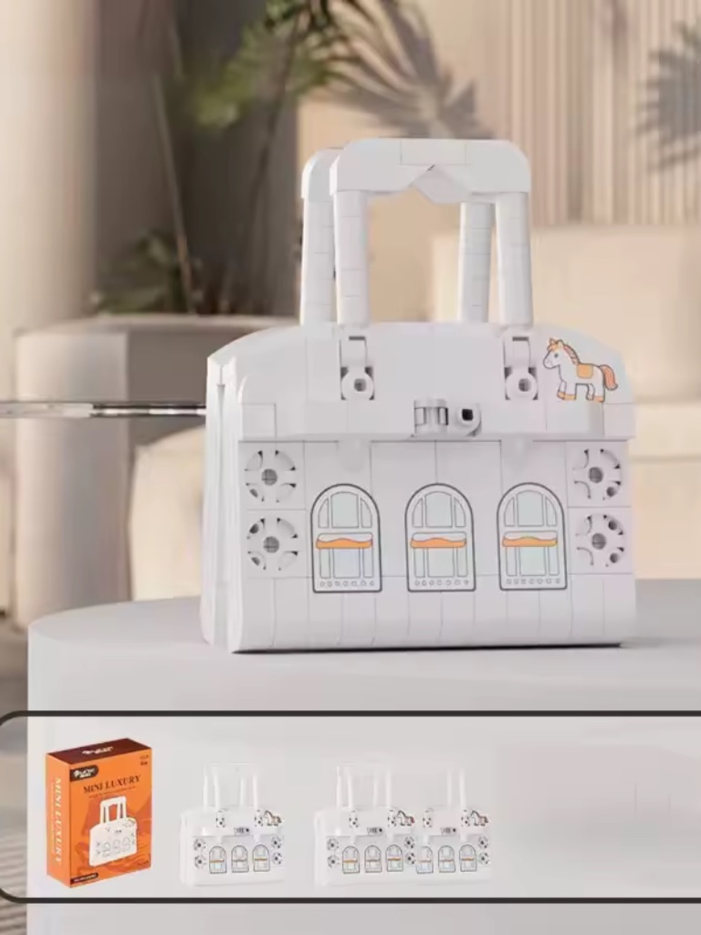 Fashion handbags building blocks in White